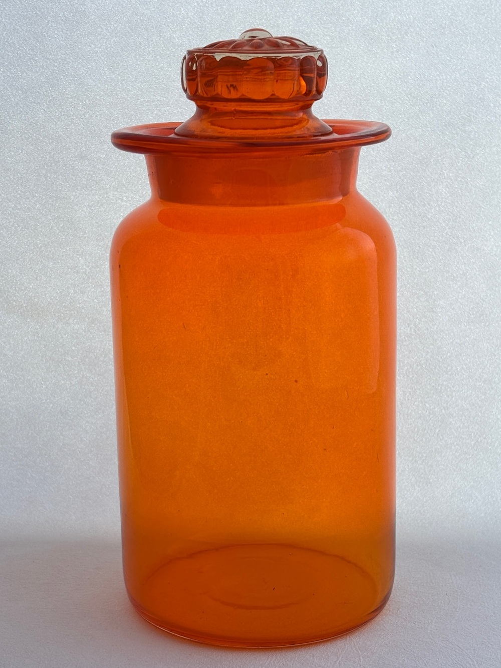 Vintage Orange Japanese Takahashi Glass Apothecary Jar